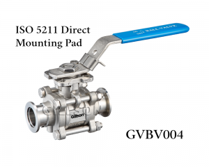 3 PC Vacuum Clamp End Ball Valve ISO 5211 Direct Mounting Pad (full bore design)